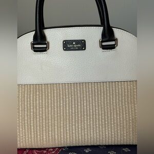 Kate Spade Grove Street Leather & Straw Carli Satchel